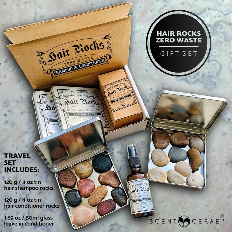 Hair Rocks Gift Set~Zero Waste Solid Shampoo and Conditioner Rocks~Plastic free~Sustainable~All Natural~Wash hair with Natural Earth rocks