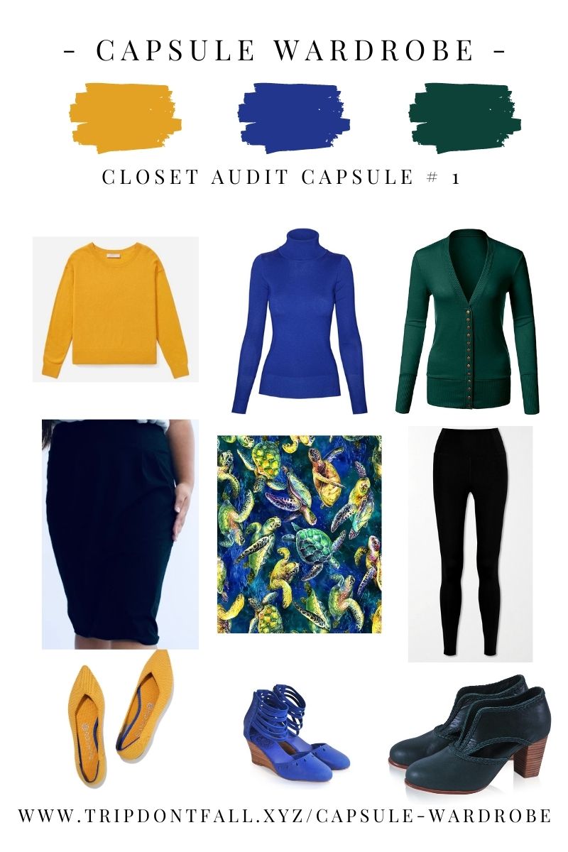 Closet Audit Capsule Wardrobe Color Palette Royal Blue Emerald Green Mustard Yellow