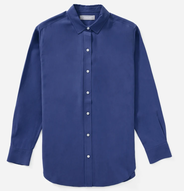Everlane Relaxed Silk Shirt Review Royal Blue January Closet Audit Capsule Wardrobe