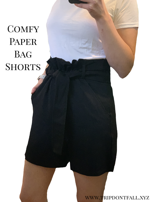 Black Paper Bag Shorts Outfit Encircled Comfy Paper Bag Shorts