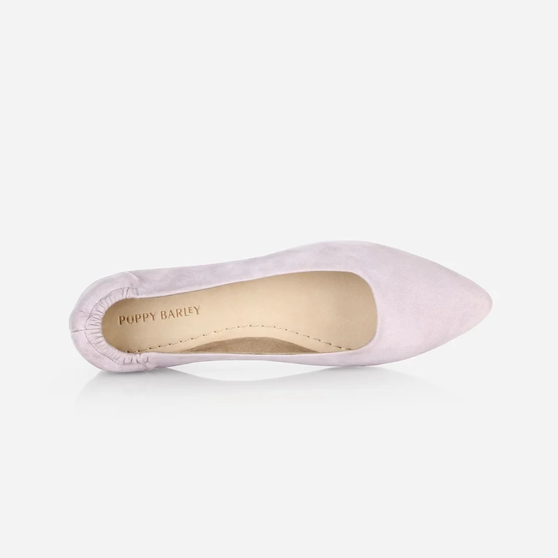 lilac leather pointed ballet flat