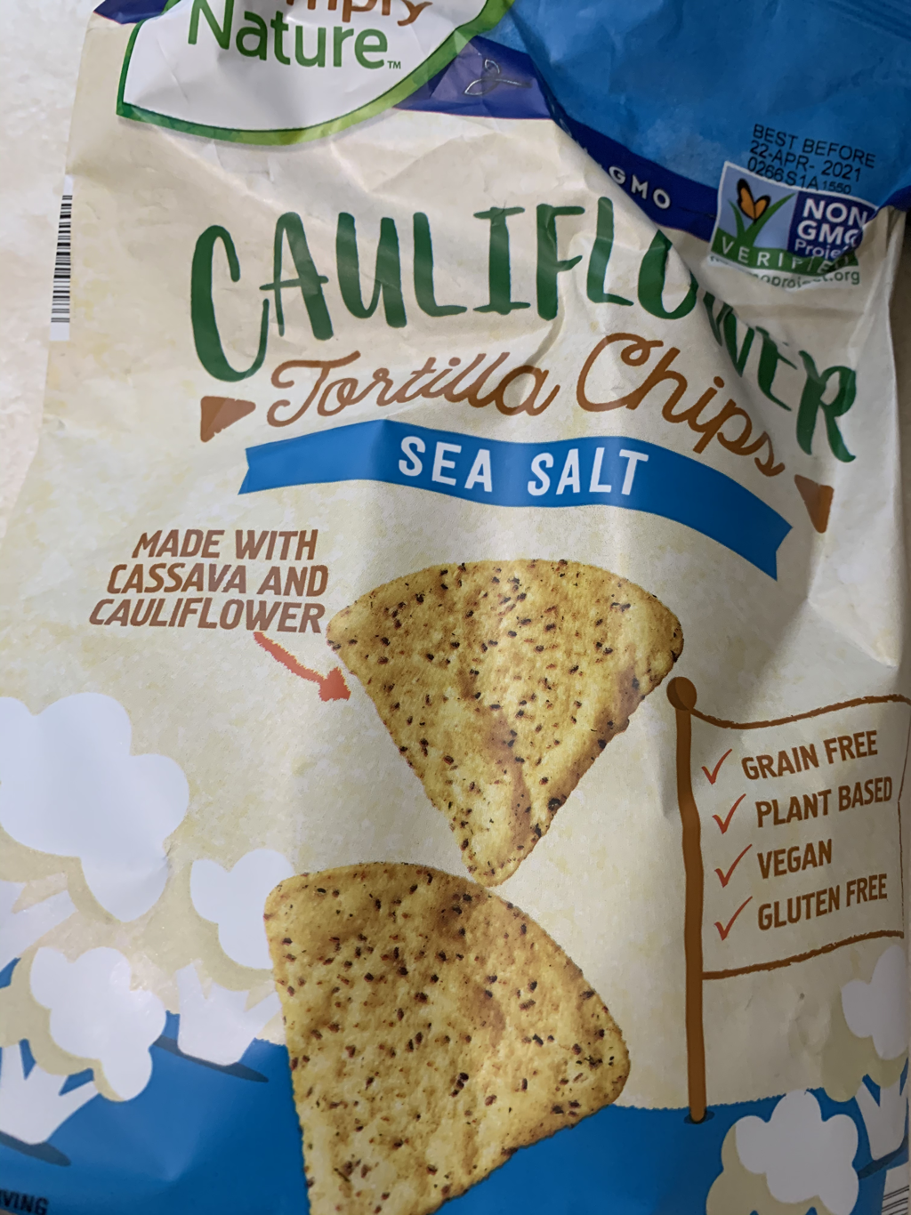 Aldi Review - Simply Nature Cauliflower Tortilla Chips Sea Salt