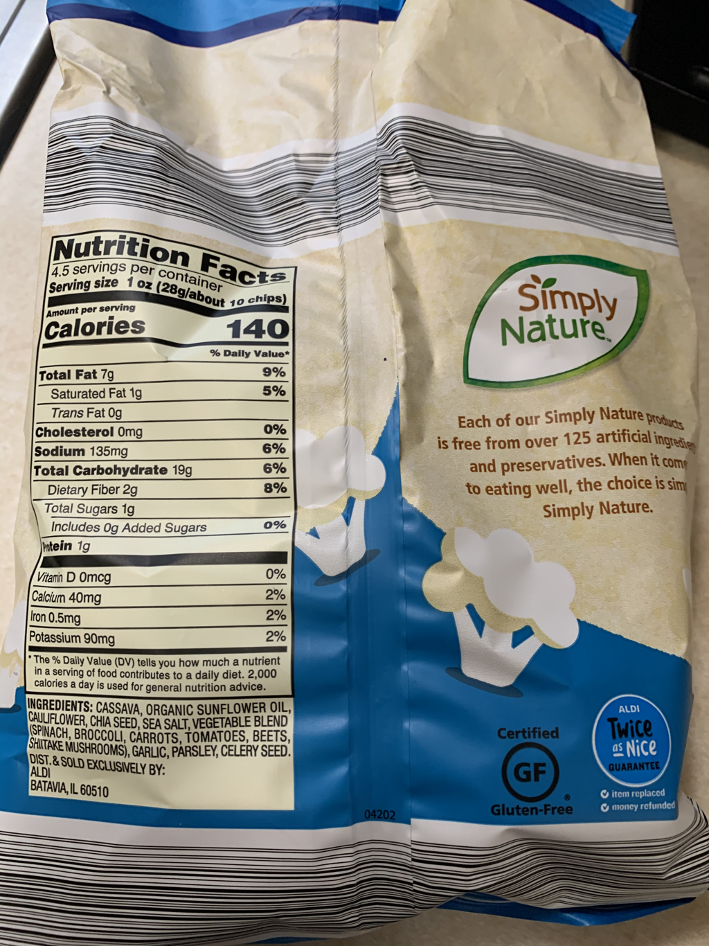 Aldi Review - Simply Nature Cauliflower Tortilla Chips Sea Salt