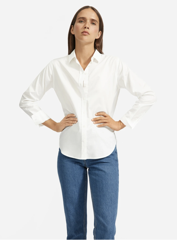Everlane The Silky cotton Relaxed Shirt Review Capsule Wardrobe Staples