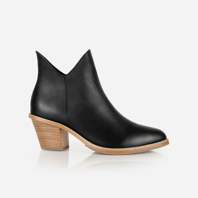 Black Leather Ankle Boots 2.5 Poppy Barley